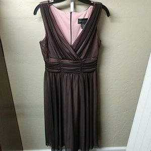 Sleeveless Dress with Brown sheer Overlay